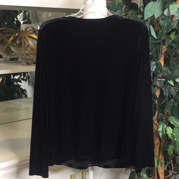 EUC Elementz Long Sleeve Black Velvet Top, L - Picture 3 of 10